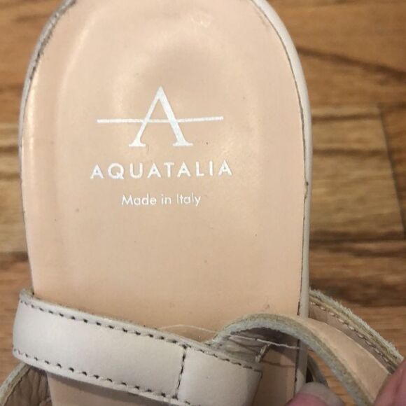 Aquatalia wedge cream leather open toe sandals - Picture 5 of 9